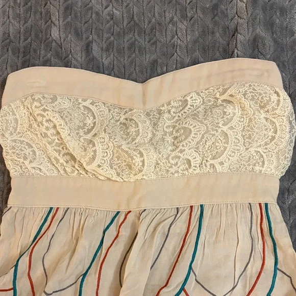 Flying Tomato Strapless Dress with Cream and Teal Accents - Picture 3 of 3